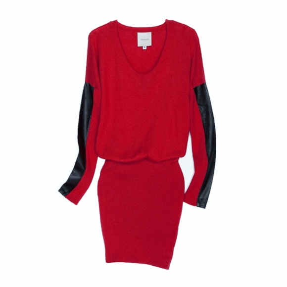 Mason Dresses & Skirts - [Mason] Intermix Leather Sweater Dress